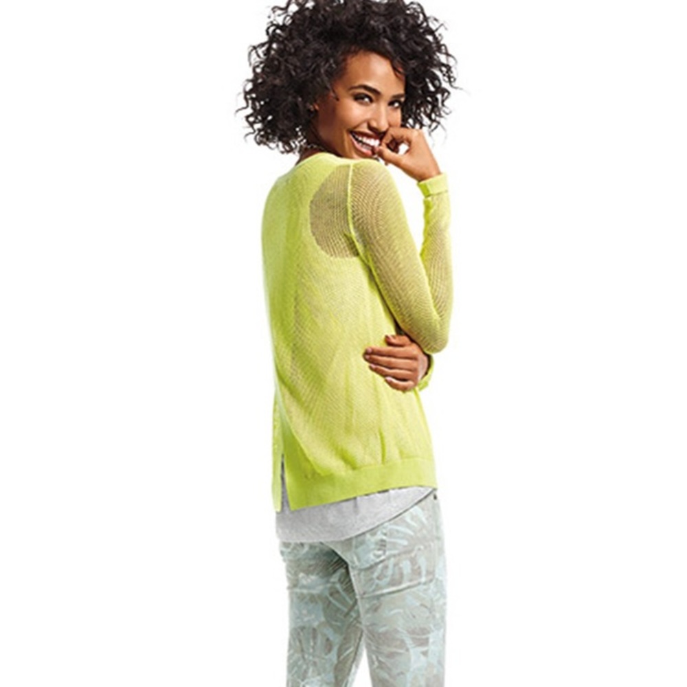 Cabi Split Back Yellow Spring Sweater - Medium - image 2